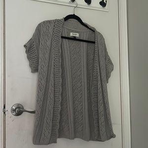 Sonoma Life Style S Gray Women’s Crochet Sweater Vest Short Sleeve Open Front